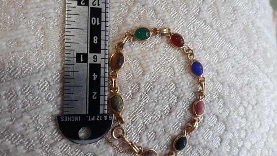 Vintage Van Dell Gold Scarab Bracelet 7" Inches M… - image 4