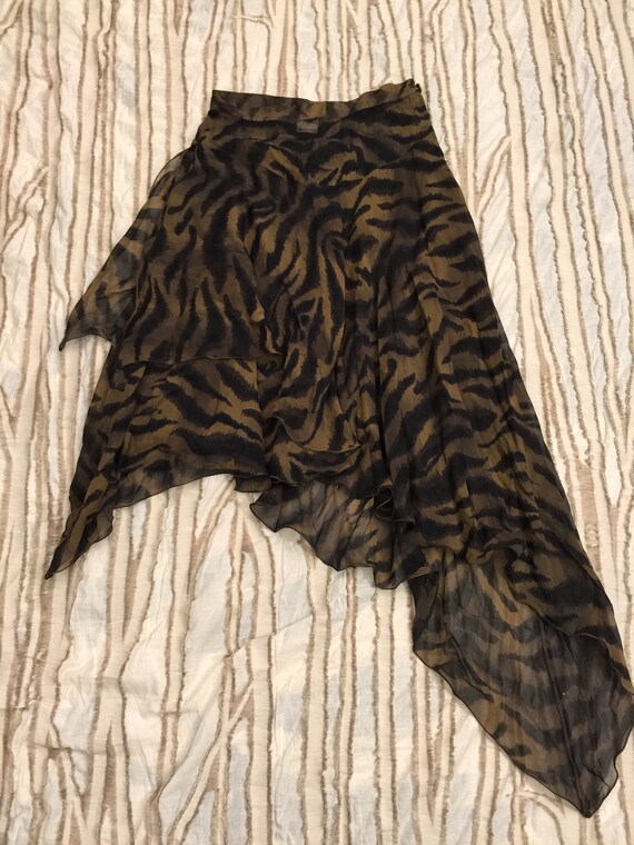 Download Stunning Krizia Vintage Brown Black Skirt Animal Print Tiger Etsy