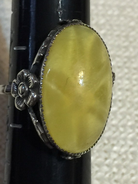 Long Yellow Sterling silver Ring Star Yolk Amber … - image 2