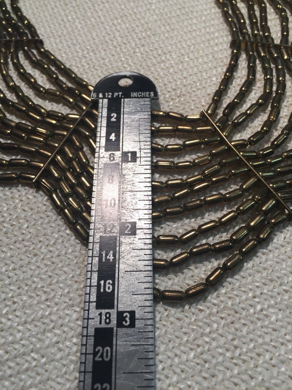 Massive Vintage Multi Strand Necklace Beaded Gold… - image 3