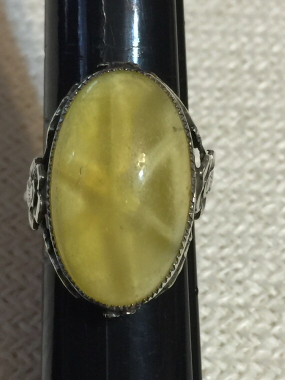 Long Yellow Sterling silver Ring Star Yolk Amber … - image 3