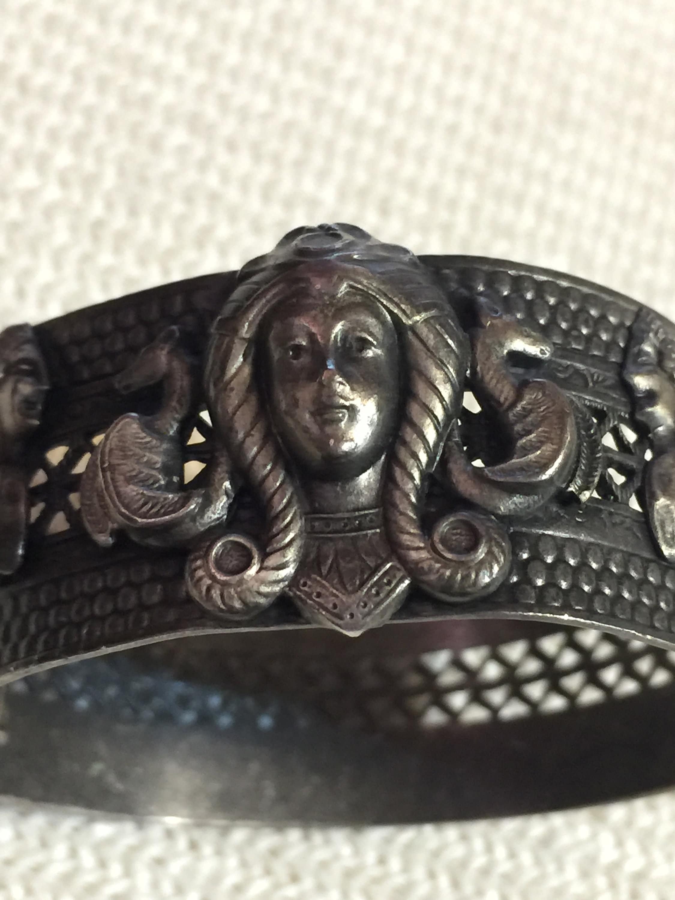 Vintage Silver Egyptian Cuff Bracelet Vintage Estate Modernist Etsy UK