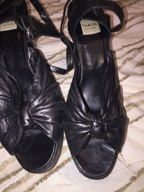 Stunning Vintage Varda Black Leather Heels Pumps … - image 7