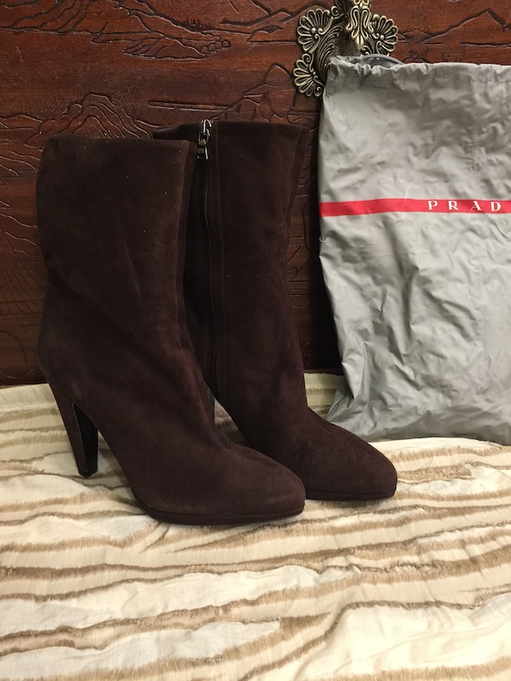 Stunning Vintage Prada Brown Suede Boots Mid Dream