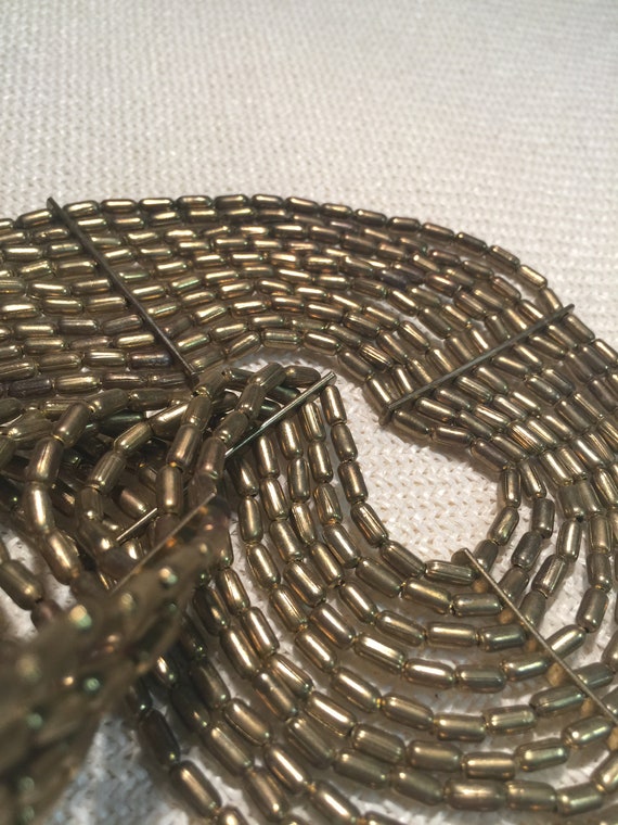 Massive Vintage Multi Strand Necklace Beaded Gold… - image 2