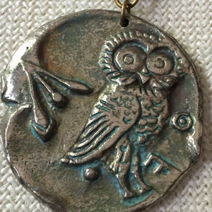 Vintage Brutalist Silver Necklace Greek Owl Coin Reversable AOE Bib Collar Massive Stunning Masterpiece Holiday Wedding