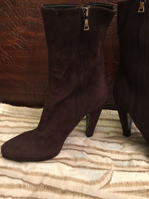 Stunning Vintage Prada Brown Suede Boots Mid Drea… - image 3