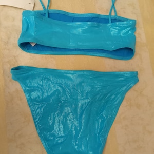 Rare Sexy Calvin Klein Bikini Wetsuit Designer Swimsuit Bandeau Bathing Suit Metallic Turquoise sexy Bikini metallic Industrial Sparkle