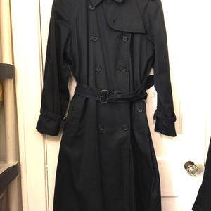 Vintage Burberry Trench Coat Vintage London Men&#39;s Unisex size Prorsum Medium Stunning plaid Wool Lined Designer Navy Collectible Art