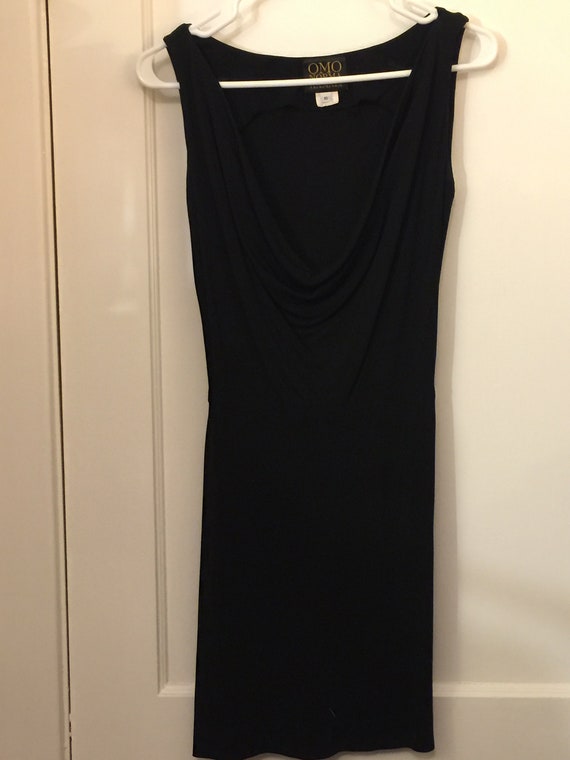 OMO Norma Kamali Black Dress Small Slinky Black Dress Deep Scoop