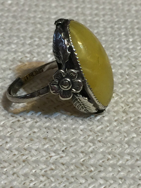 Long Yellow Sterling silver Ring Star Yolk Amber … - image 7