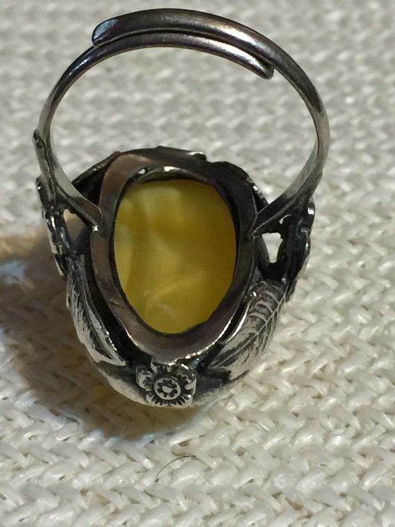 Long Yellow Sterling silver Ring Star Yolk Amber … - image 5