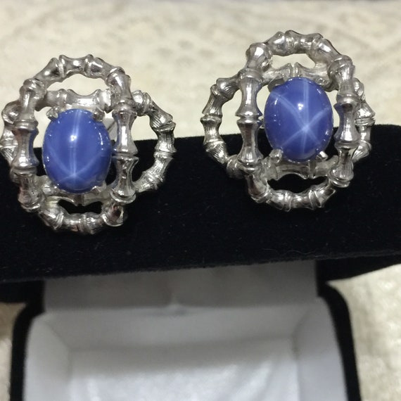 Estate Blue Sapphire Cuff Links White Gold Cuffli… - image 7