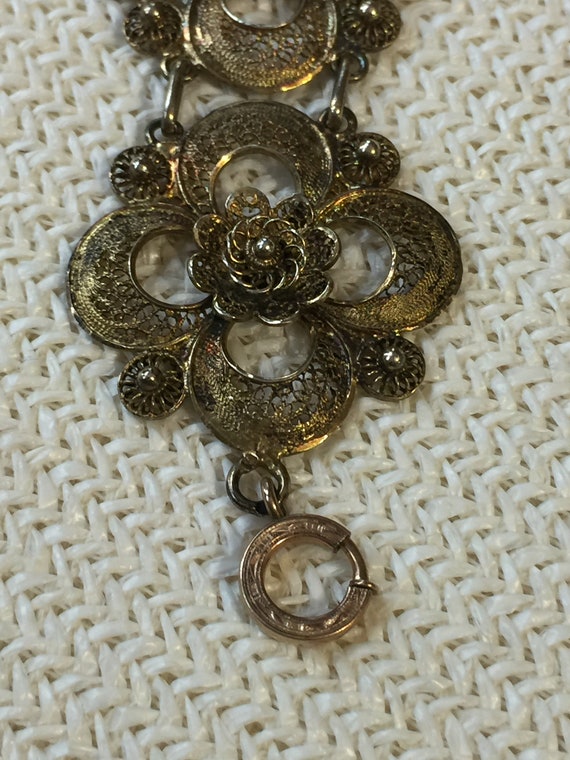 Bracelet Femme Filigrane Argent 800 Doré Avec Petites Roses - Occasion - Goslino