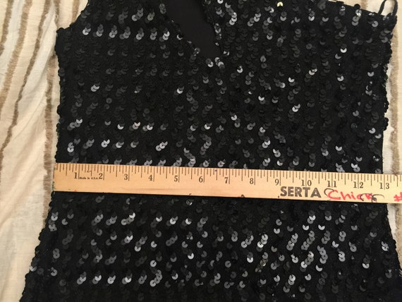 Vintage Cut Out Top Jeweled Black Sequin Top Shee… - image 4