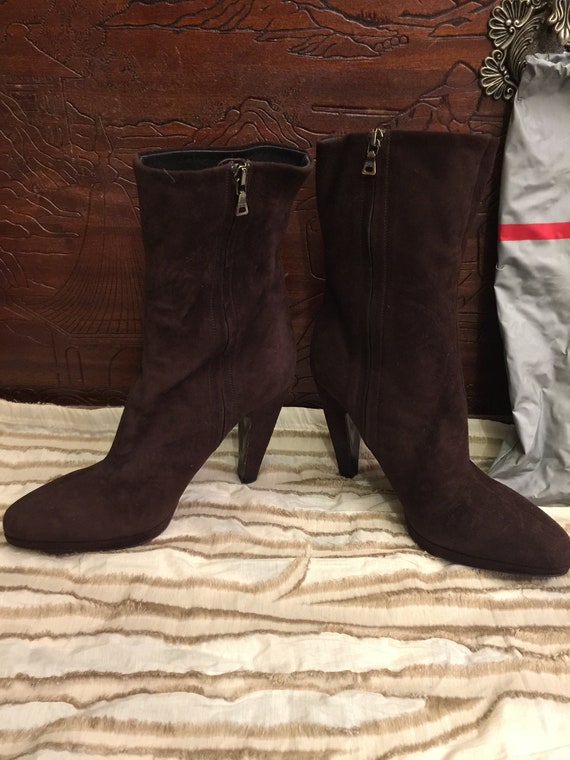 Stunning Vintage Prada Brown Suede Boots Mid Drea… - image 4