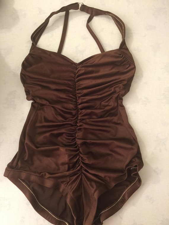 Stunning Robby Len Vintage Silky Brown Metallic O… - image 1