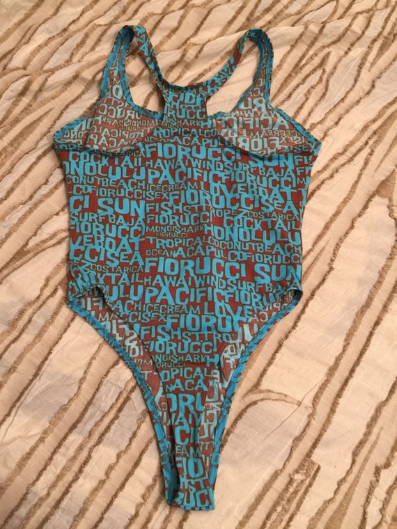 Vintage Fiorucci Swimsuit Bathing News Print Suit… - image 4