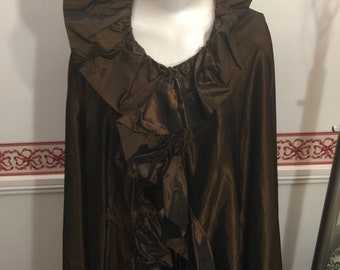 Brown Cloak Brown Opera Cape Luxury Couture Shawl Coat Irridescent Cher Jacque Collar Chic Runway Classic Must Have Steal