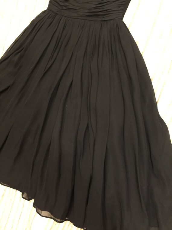 Black Chiffon Dress Rhinestone Princess 1950's Bl… - image 7
