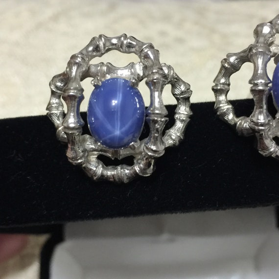 Estate Blue Sapphire Cuff Links White Gold Cuffli… - image 8