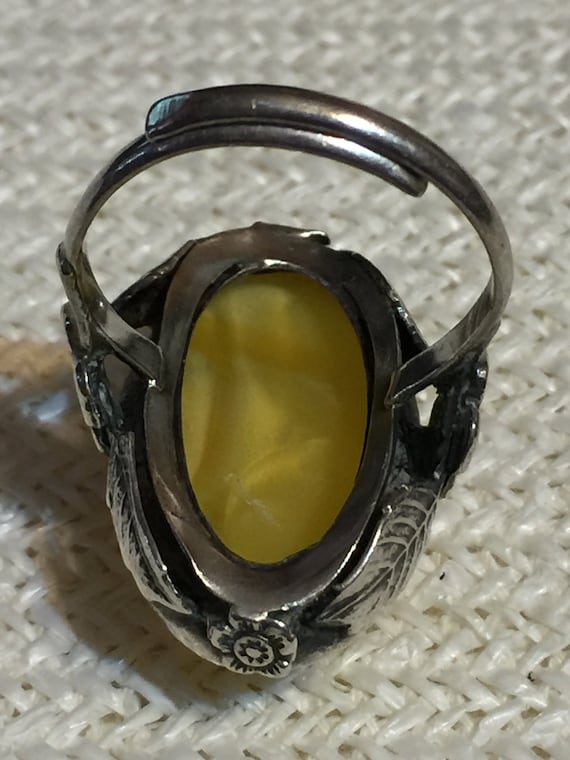 Long Yellow Sterling silver Ring Star Yolk Amber … - image 8