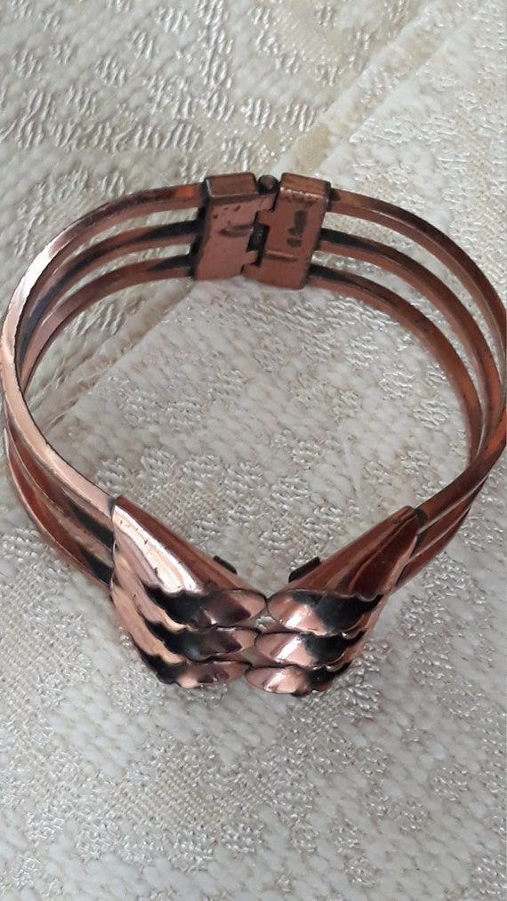 Vintage Renoir Cuff Copper Bracelet Floral Kiss C… - image 3