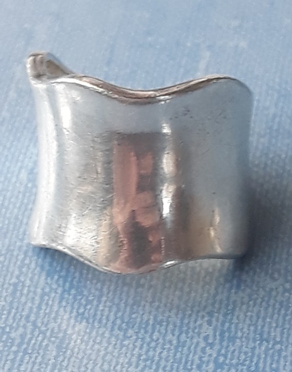 Wide Sterling Ring Modern Pinky Ring Wavy thick Ch