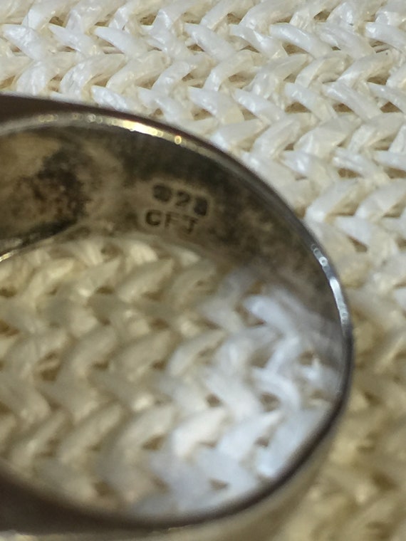 Large Vintage Multi Stone Sterling Silver Ring CF… - image 3