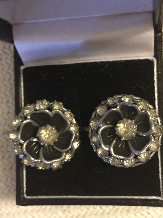 Vintage Antique Czechoslovakia Silver Earrings Pa… - image 3