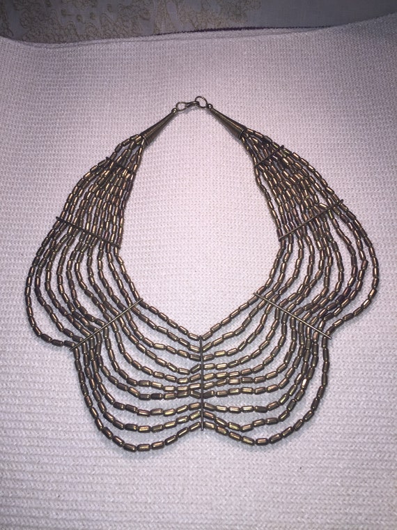 Massive Vintage Multi Strand Necklace Beaded Gold… - image 10