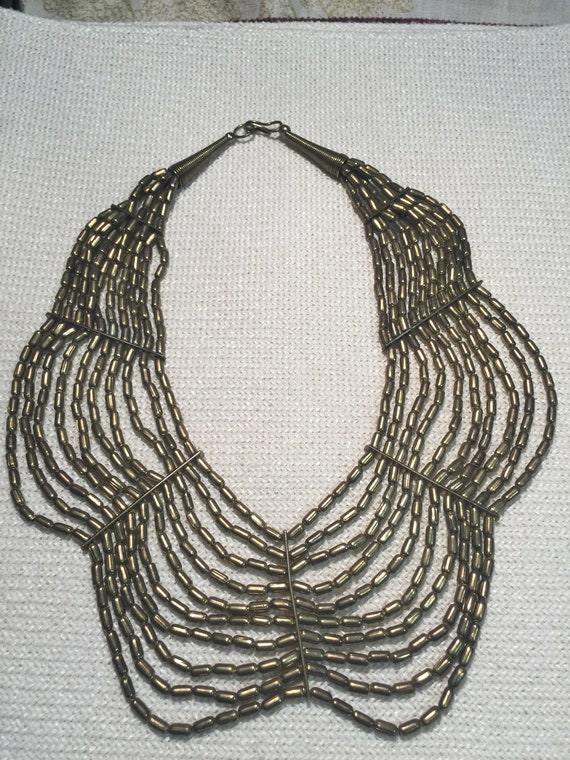 Massive Vintage Multi Strand Necklace Beaded Gold… - image 4