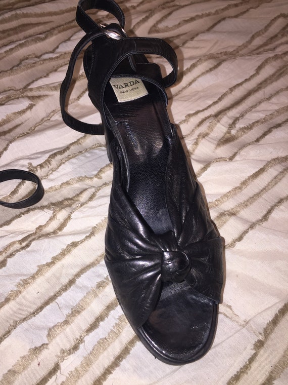 Stunning Vintage Varda Black Leather Heels Pumps … - image 6