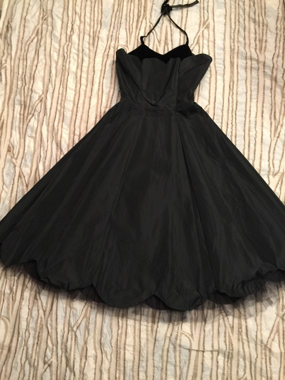 Stunning Vintage Black Dress Velvet Satin Tulle La