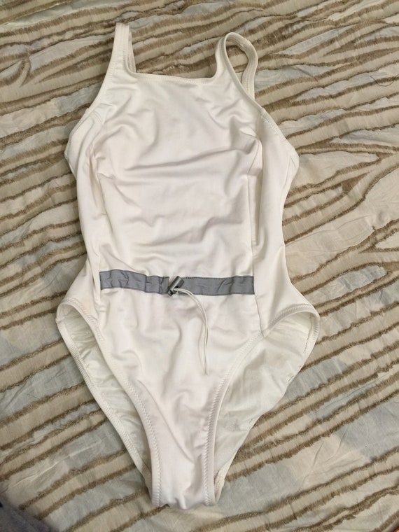 grey and white swimsuit