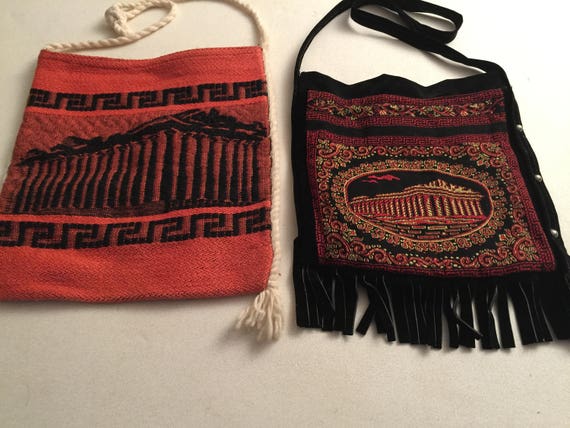 Two Greek Handbags made in Greece studded mint co… - image 1