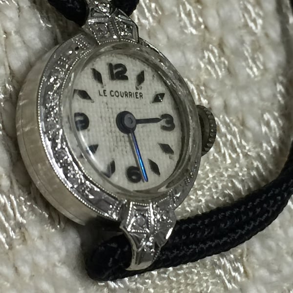 Vintage Rare Croton Le Courrier Ladies 14k Solid White Gold Diamond Wrist Watch Bracelet Gem Petite Women's Young Lady Small Collectible