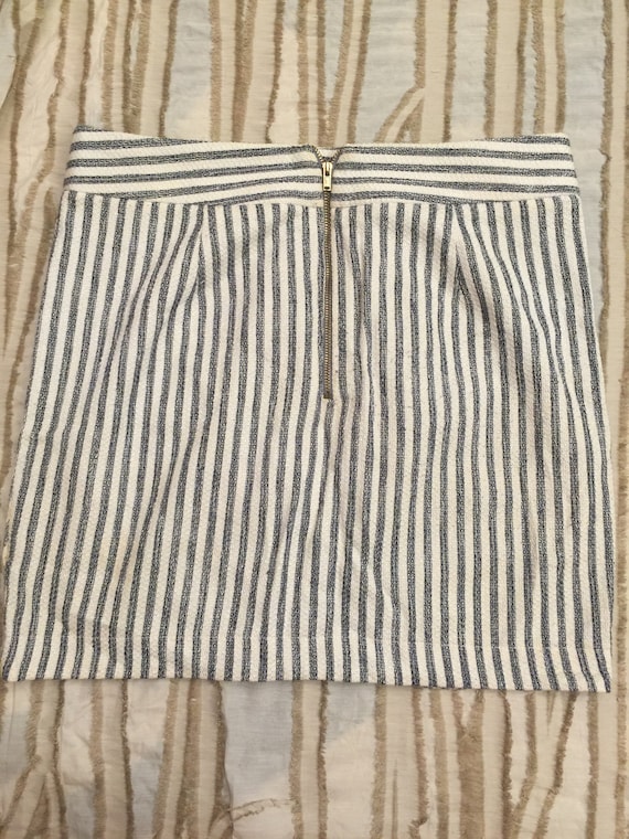 Stunning Vintage Blue white striped Mini Skirt Ba… - image 7