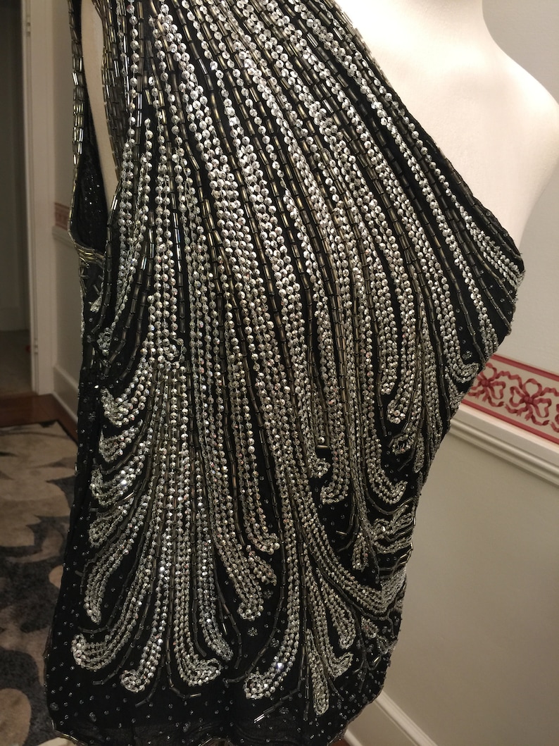 Stunning Vintage Jeweled Beaded Top Blouse Shirt Wedding Sequin