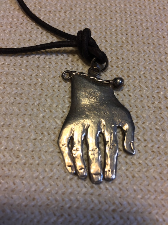 Rare Vintage Hand Sterling Hand Pendant Necklace