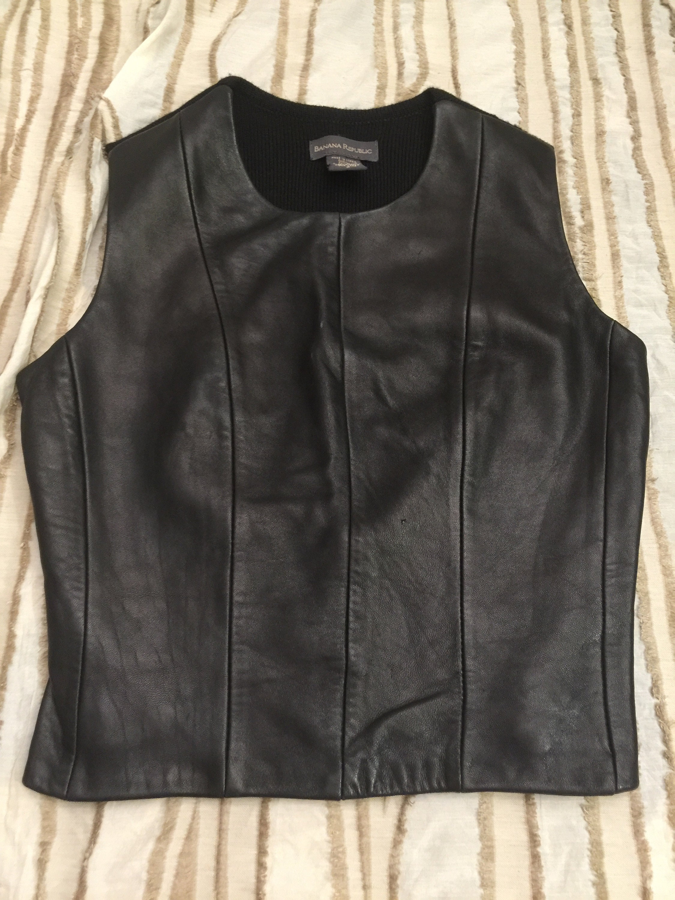 Vintage Luxury Banana Republic Leather Sweater Vest Top Wool Pullover Shield Armor Size 2 Small Etsy Australia