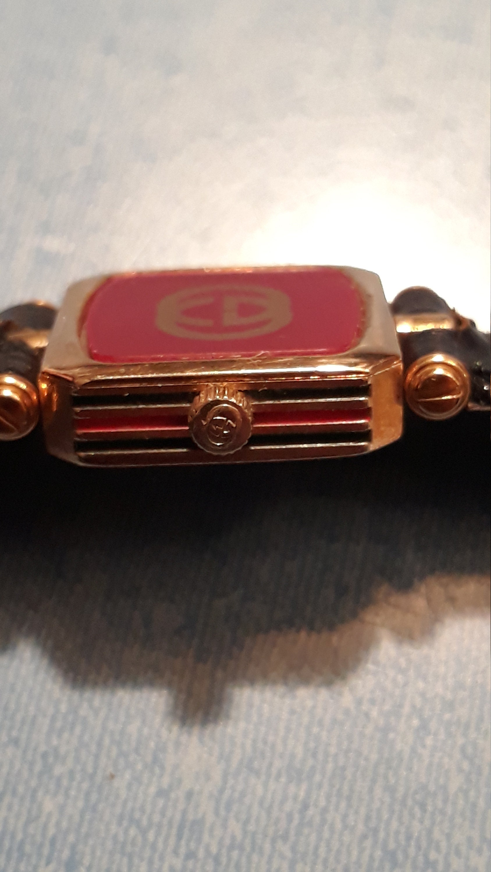 Vintage Gucci Watch Gold Gucci Stacked Watch Black Band