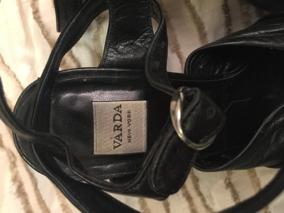 Stunning Vintage Varda Black Leather Heels Pumps … - image 10
