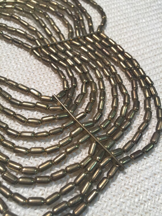 Massive Vintage Multi Strand Necklace Beaded Gold… - image 7