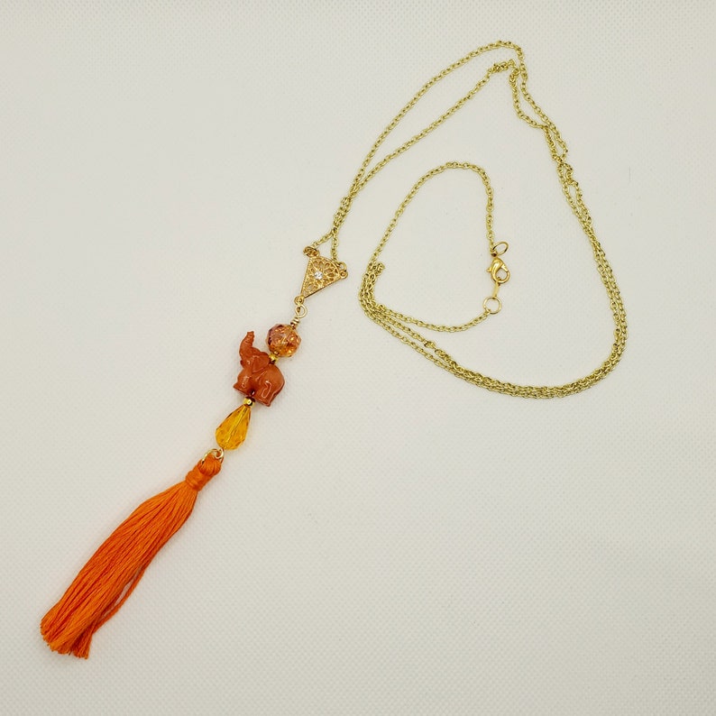 Orange Elephant Pendant