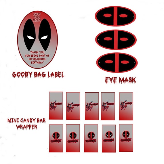 Deadpool Digital Party Decorations Banner Centerpiece And Etsy