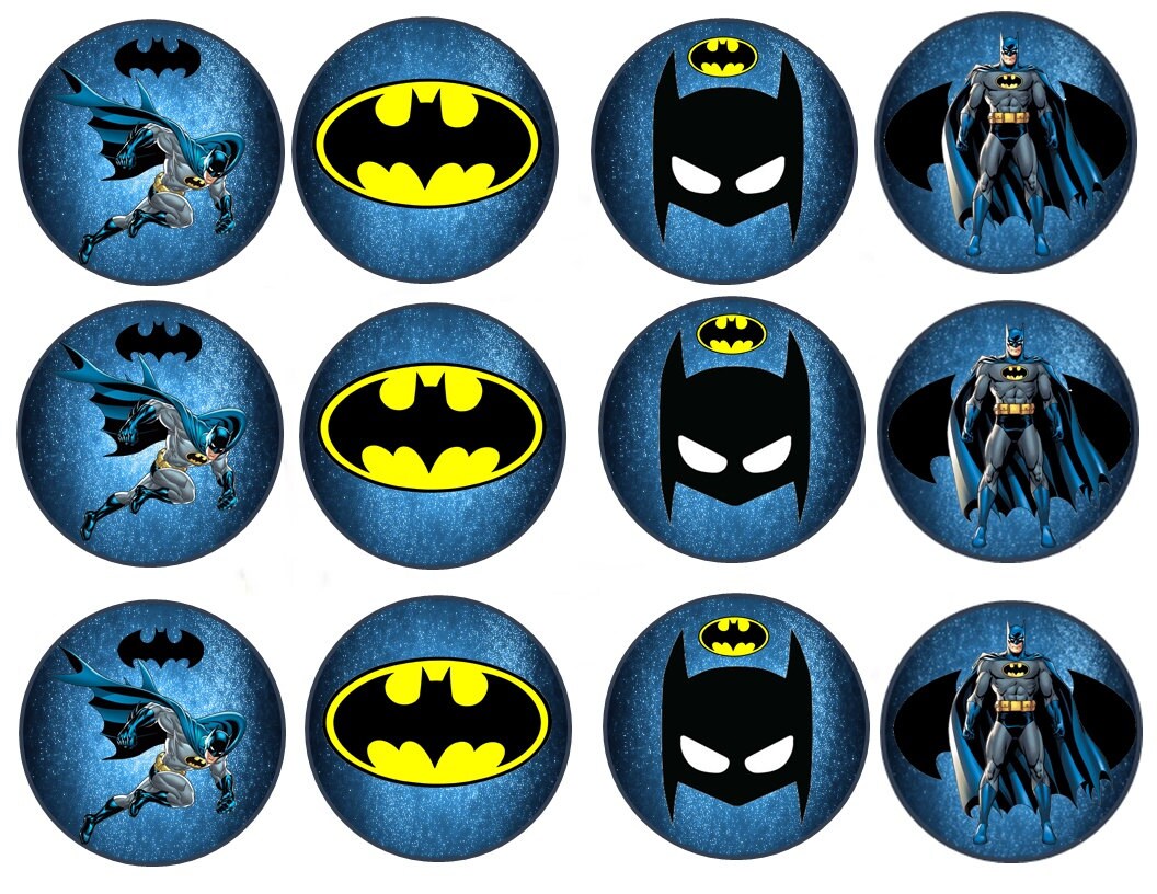 Batman Edible Images Cupcake Cookie Toppers 2.5 inches Etsy