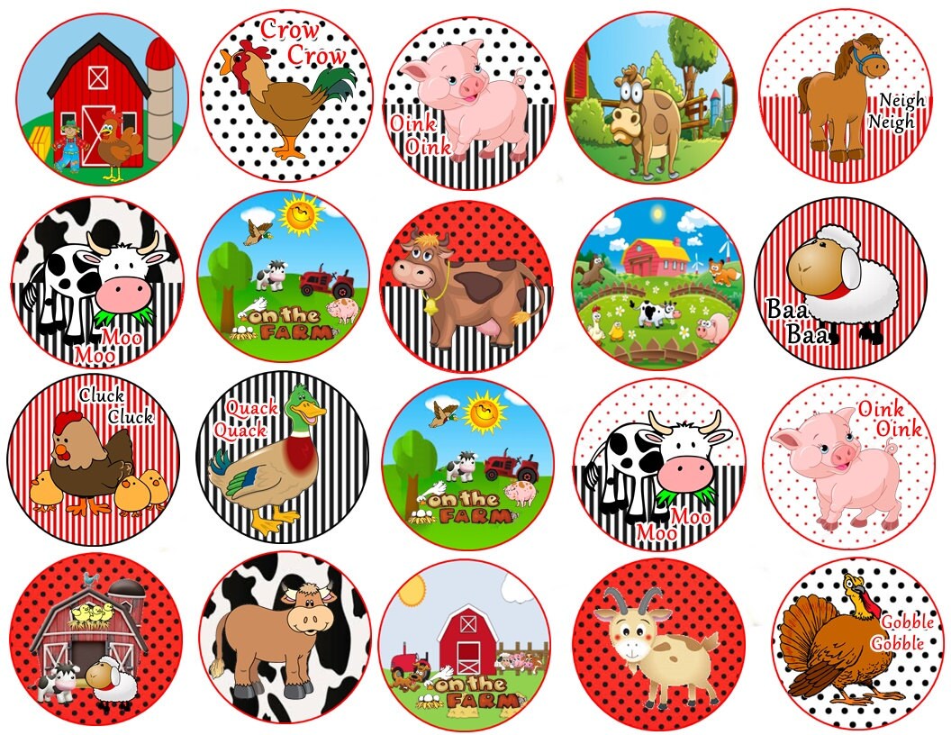 Farm Animals Edible Images Cupcake Cookie Toppers Etsy