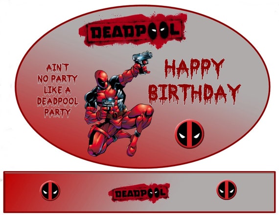 Deadpool Digital Party Decorations Banner Centerpiece And Etsy