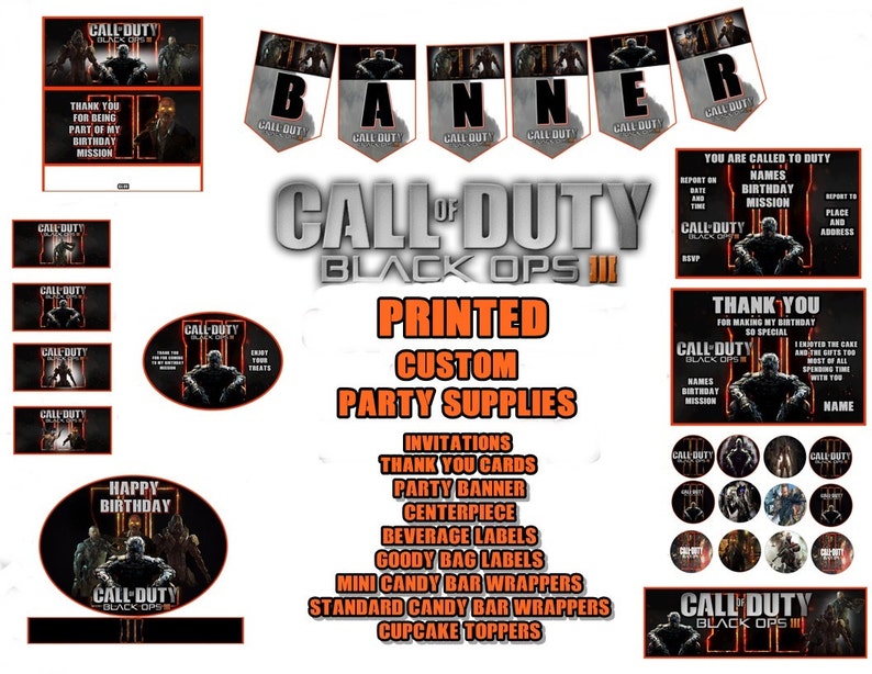 Call Of Duty Black Opts 111 Custom Printed Party Invitations Etsy